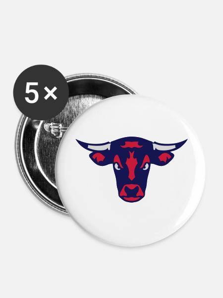 Rindfleisch Stier Stier 107 - Buttons klein 25 mm (5er Pack) - Weiß