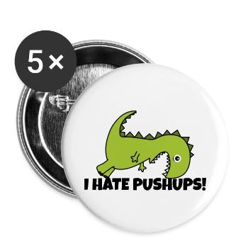 Dieser süße Dinosaurier hasst Pushups und Sport! - Buttons klein 25 mm (5er Pack) - Weiß - Vorne