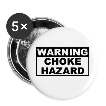 brazilian jiu jitsu bjj warning choke ha - Buttons small 1''/25 mm (5-pack) - white - Front