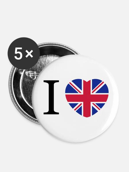 Großbritannien - Buttons klein 25 mm (5er Pack) - Weiß