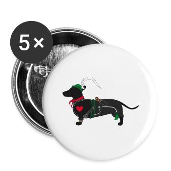 Dachshund Hunter -minimal- The master of the forest - Buttons small 1''/25 mm (5-pack) - white - Front