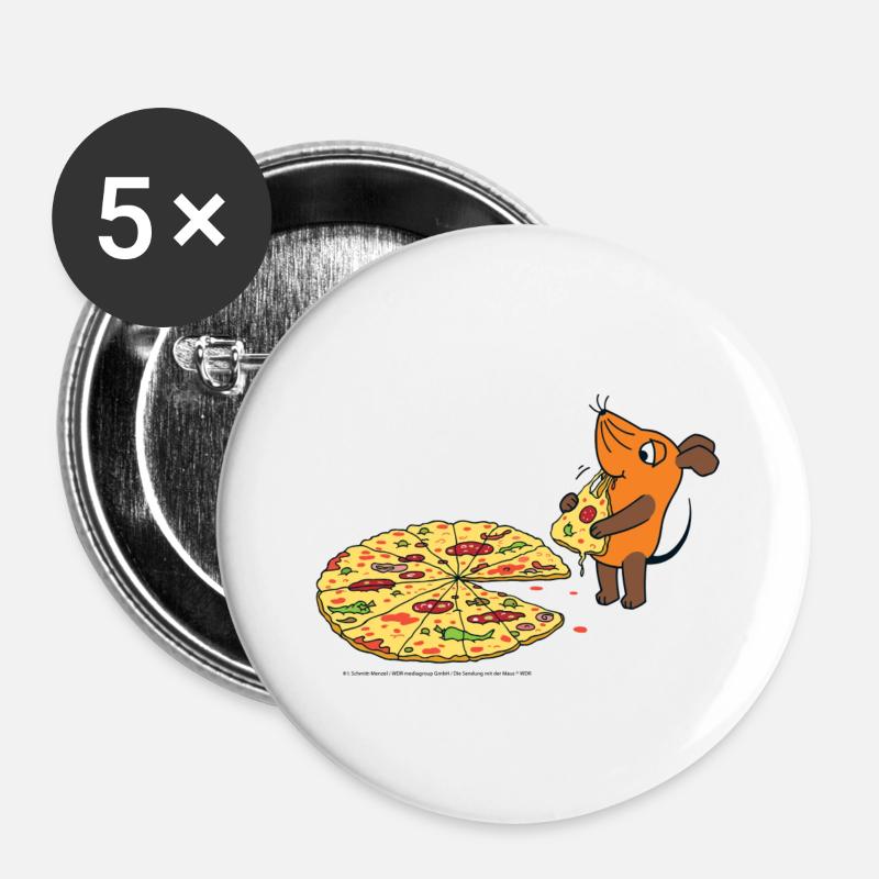 The mouse with pizza - Buttons small 1''/25 mm (5-pack) - white