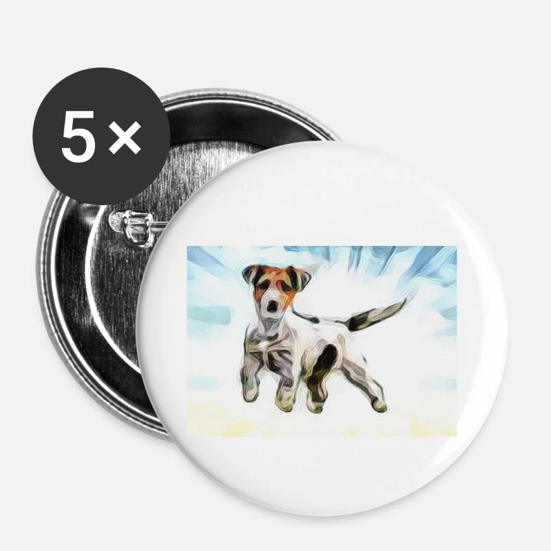 Hund, Dog, Terrier - Buttons klein 25 mm (5er Pack) - Weiß