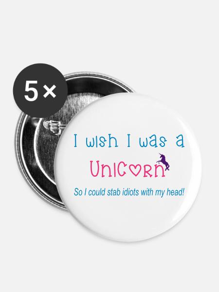 Unicorn - Buttons klein 25 mm (5er Pack) - Weiß