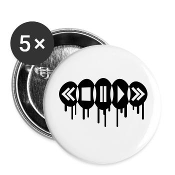 Music Player Graffiti Logo - Buttons klein 25 mm (5er Pack) - Weiß - Vorne