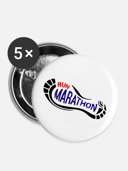 Marathon - Buttons klein 25 mm (5er Pack) - Weiß