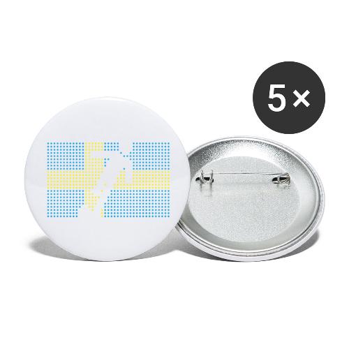 Sverige fotboll flagga - Små knappar 25 mm (5-pack)