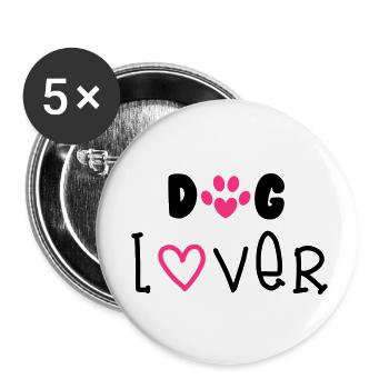 Dog Lover - Buttons klein 25 mm (5er Pack) - Weiß - Vorne