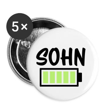 Sohn - Akku - Buttons klein 25 mm (5er Pack) - Weiß - Vorne