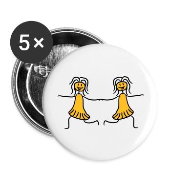 Freundinnen Mädchen Frauen Freunde Tanzen - Buttons klein 25 mm (5er Pack) - Weiß - Vorne