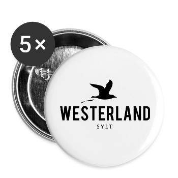 Möwe Westerland Sylt - Buttons klein 25 mm (5er Pack) - Weiß - Vorne