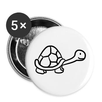 Kleine süße niedliche Schildkröte - Buttons klein 25 mm (5er Pack) - Weiß - Vorne