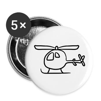 Comic Cartoon Kinder Heli Niedlich - Buttons klein 25 mm (5er Pack) - Weiß - Vorne
