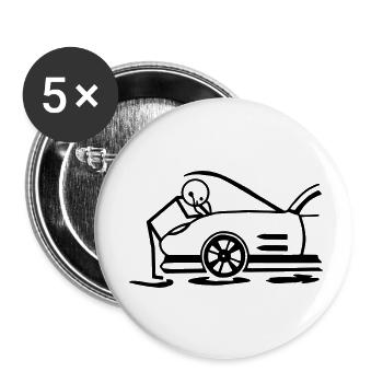 Kfz-Mechaniker - Buttons klein 25 mm (5er Pack) - Weiß - Vorne