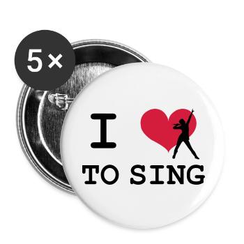 I Love To Sing - Lot de 5 petits badges (25 mm) - blanc - Devant