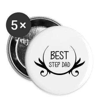 Best Step Dad - Buttons small 1''/25 mm (5-pack) - white - Front