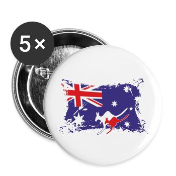 Australian Flag, Australien Flagge - Buttons klein 25 mm (5er Pack) - Weiß - Vorne