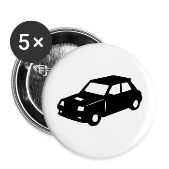 R5 Retro-Oldtimer-Rennwagen - Buttons klein 25 mm (5er Pack) - Weiß - Vorne