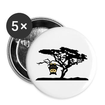 Eule Kopfüber Baum Hängen Different - Buttons klein 25 mm (5er Pack) - Weiß - Vorne