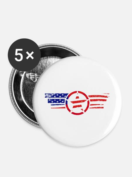 USA ARMY - Buttons klein 25 mm (5er Pack) - Weiß
