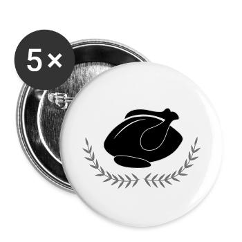 Grillen Grill Hähnchen Huhn Geschenkidee Fleisch - Buttons klein 25 mm (5er Pack) - Weiß - Vorne