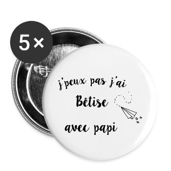 I can not be stupid with papi - Buttons small 1''/25 mm (5-pack) - white - Front