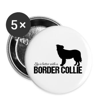 Border Collie Chien idée cadeau - Lot de 5 petits badges (25 mm) - blanc - Devant