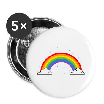 arc en ciel - Lot de 5 petits badges (25 mm) - blanc - Devant
