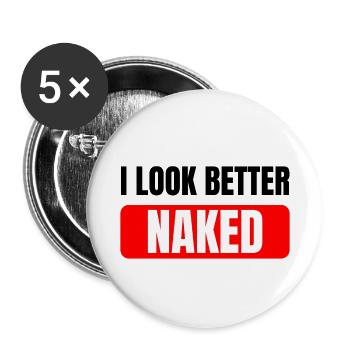 Nudiste nue disant que je suis mieux nudiste nue - Lot de 5 petits badges (25 mm) - blanc - Devant