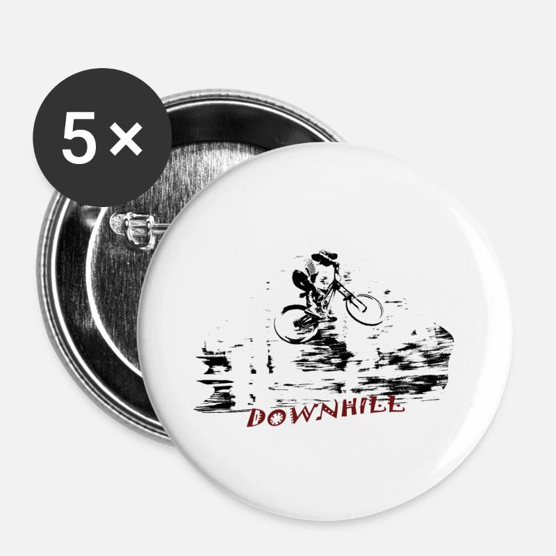 mtb downhill - Lot de 5 petits badges (25 mm) - blanc