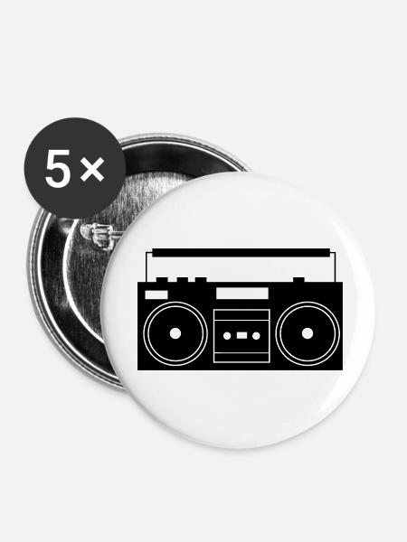 ghettoblaster_01 - Buttons klein 25 mm (5er Pack) - Weiß