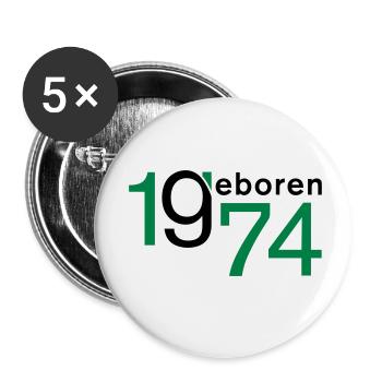 Jahrgang 1974 geboren - Buttons klein 25 mm (5er Pack) - Weiß - Vorne