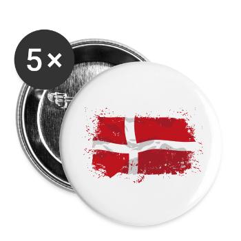 Denmark Flag - Buttons klein 25 mm (5er Pack) - Weiß - Vorne
