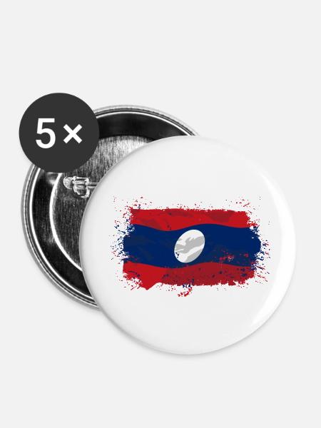 Laos Flag - Buttons klein 25 mm (5er Pack) - Weiß