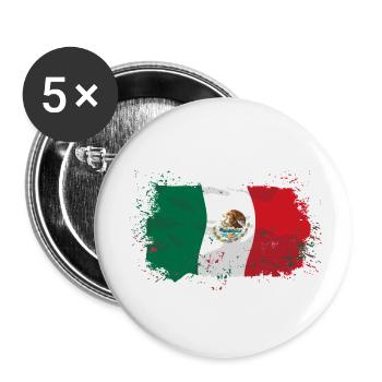 Mexico Flag - Buttons klein 25 mm (5er Pack) - Weiß - Vorne