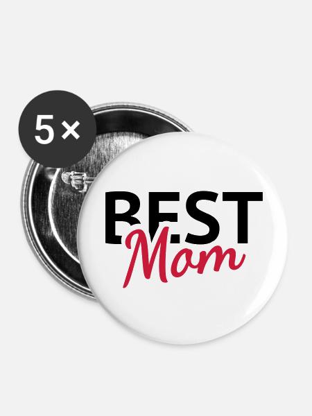 Best Mom - Mutter - Buttons klein 25 mm (5er Pack) - Weiß