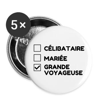 Reisen / Reisende / Urlaub / Tourismus - Buttons klein 25 mm (5er Pack) - Weiß - Vorne