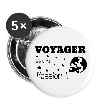 Reisen / Reisende / Urlaub / Tourismus - Buttons klein 25 mm (5er Pack) - Weiß - Vorne