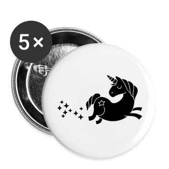 unicorn - Einhorn Sternenstaub - Buttons klein 25 mm (5er Pack) - Weiß - Vorne