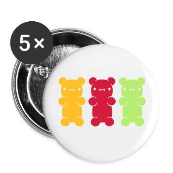 3 colorful gummy bears - Buttons small 1''/25 mm (5-pack) - white - Front