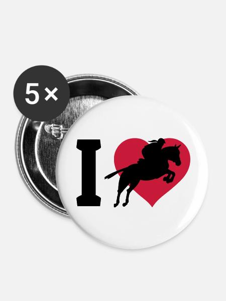 I love Springreiten - Buttons klein 25 mm (5er Pack) - Weiß