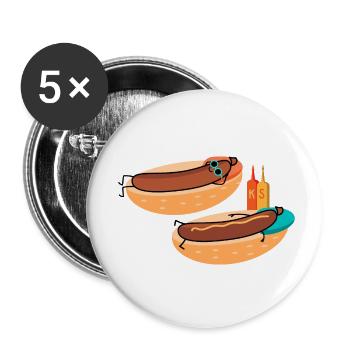Saucisses chaudes - Lot de 5 petits badges (25 mm) - blanc - Devant