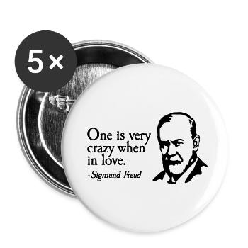 One is very crazy when in love Valentine's day fun - Buttons small 1''/25 mm (5-pack) - white - Front
