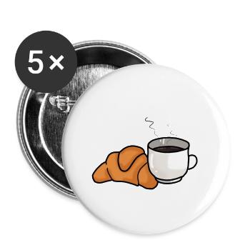 Cafe und Croissant - Buttons klein 25 mm (5er Pack) - Weiß - Vorne
