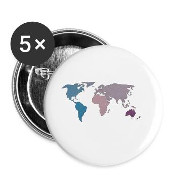 Voyage sur la carte du monde - Lot de 5 petits badges (25 mm) - blanc - Devant