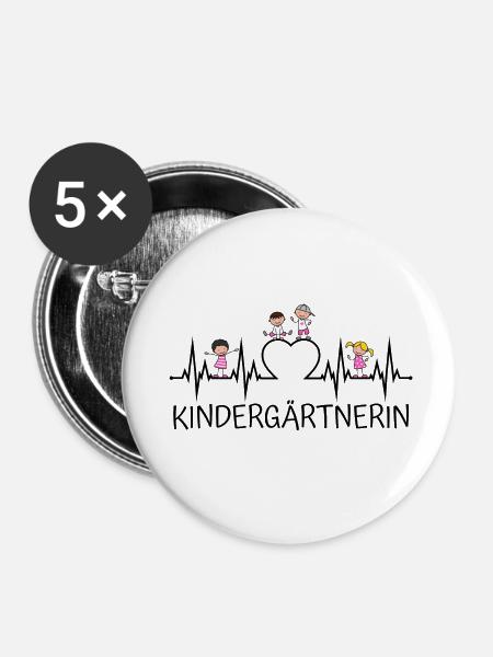 Kindergärtnerin Herzschlag - Buttons klein 25 mm (5er Pack) - Weiß