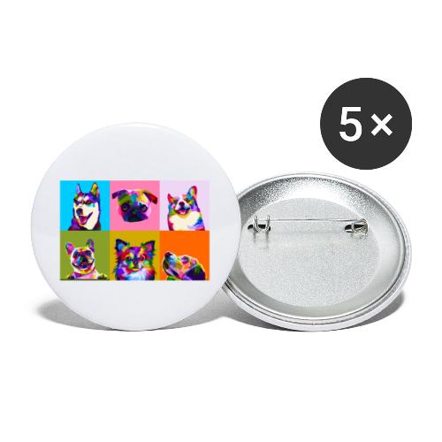 Razze cani pop art - Confezione da 5 spille piccole (25 mm)