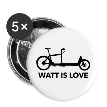 Watt is Love Cargobike - Buttons klein 25 mm (5er Pack) - Weiß - Vorne