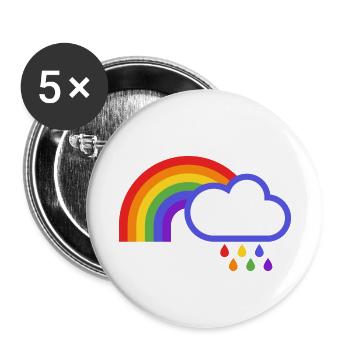 Arc-en-ciel avec nuage - Lot de 5 petits badges (25 mm) - blanc - Devant