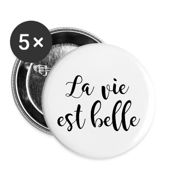 Life is Beautiful - Buttons small 1''/25 mm (5-pack) - white - Front